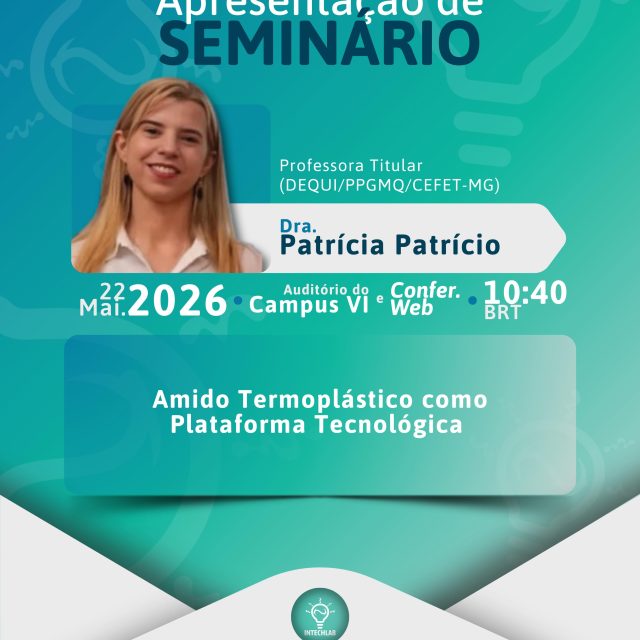 Convite para apresentação de seminário 👩🏼🏫
Convidamos a todos para assistir a apresentação “Amido termoplástico como plataforma tecnológica” da Patrícia Patrício, professora titular do CEFET-MG e uma das coordenadoras do nosso laboratório, no dia 22 de maio (sexta-feira), onde ela irá compartilhar um pouco dos trabalhos desenvolvidos pelo nosso grupo, abordando o processamento e a aplicação de amido termoplástico.
O seminário ocorrerá no campus VI do CEFET-MG e será transmitido pelo Conferência Web (link no direct). Desde já agradecemos a presença de todos! 💚
#seminário #amidotermoplástico #polímeros