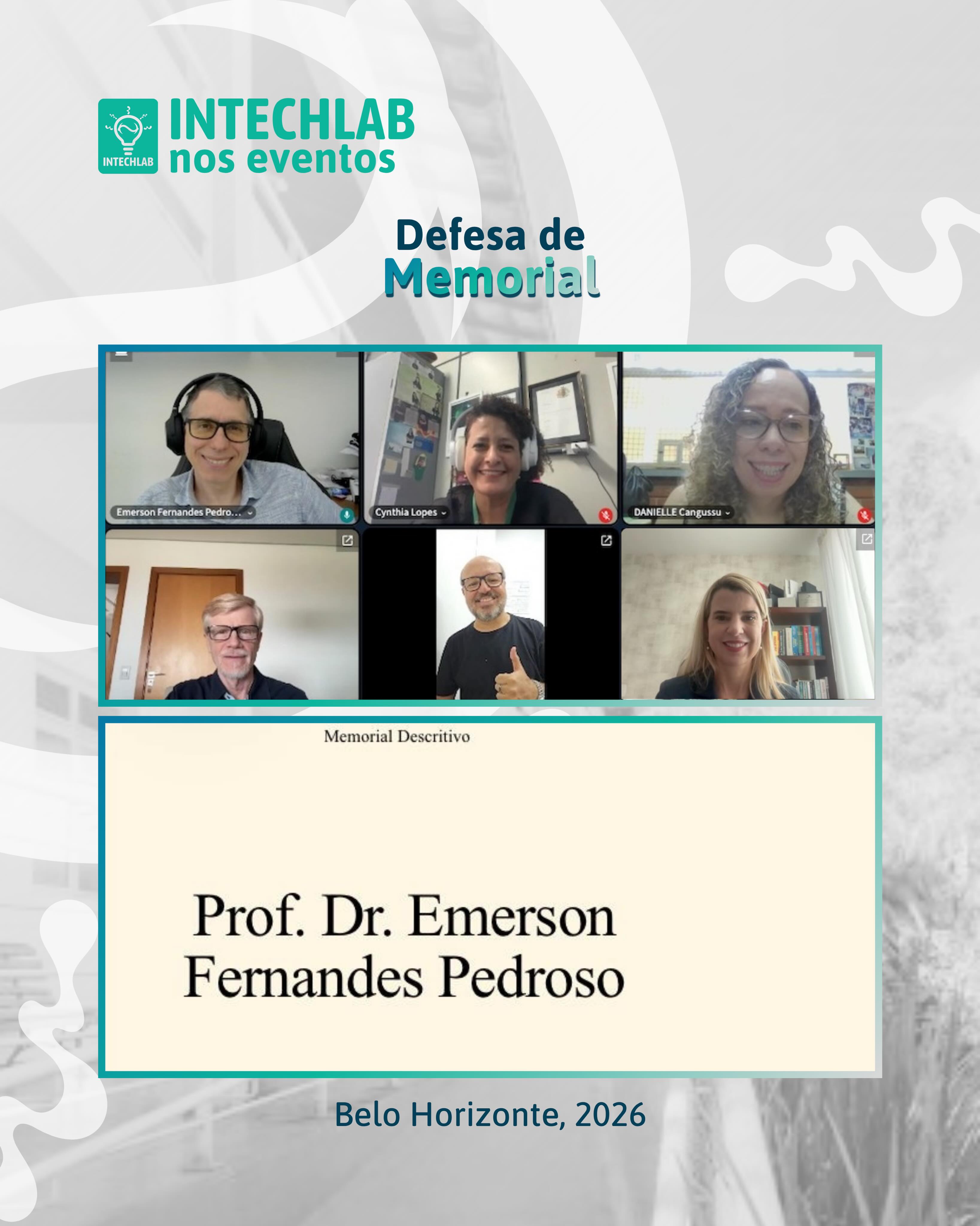 Registros Intechlab ✨

É com muita emoção que compartilhamos que o doutor Emerson Pedroso, um dos coordenadores de nosso laboratório, se tornou professor titular do CEFET-MG! 👏🏻🔝

Parabéns, Emerson! Você é uma inspiração para todos nós. 🚀💚

#professortitular #quimicainorganica #cefetmg