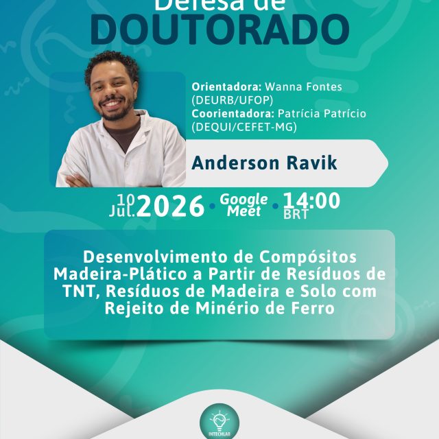 Convite para defesa de doutorado 👨🏽💻🎓
É com grande honra que convidamos todos a prestigiar a defesa do doutorado do pesquisador Anderson Ravik, membro do @ecourb.ufop , grupo de pesquisa parceiro de nosso laboratório, e coorientado pela professora doutora Patrícia Patrício. Sua tese é intitulada “Desenvolvimento de compósitos madeira-plástico a partir de resíduos de TNT, resíduos de madeira e solo com rejeito de minério de ferro”.
Desejamos uma excelente apresentação e muito sucesso em sua jornada, Ravik! ✨👏🏻
#doutorado #madeiraplástica #polímeros