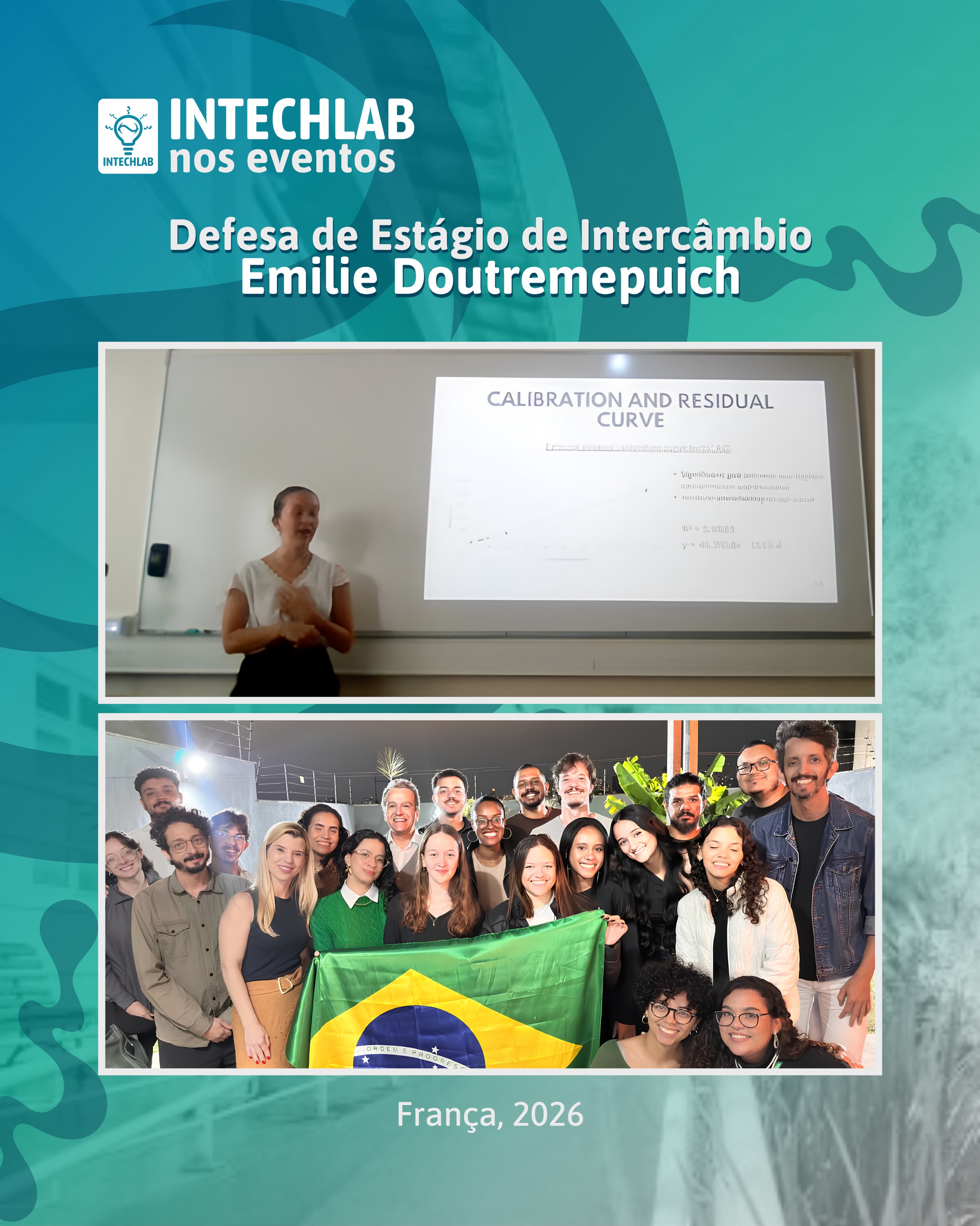 Registros Intechlab ✨

No dia 26 de junho, a aluna intercambista que recebemos em nosso laboratório, Emilie Doutremepuich do Instituto Universitário de Tecnologia de Rennes, apresentou a defesa do seu trabalho realizado enquanto esteve conosco, na área de química analítica.

Foi um prazer recebê-la, Emilie! Desejamos muito sucesso em toda a sua jornada! 💚

#intercâmbio #França #analítica