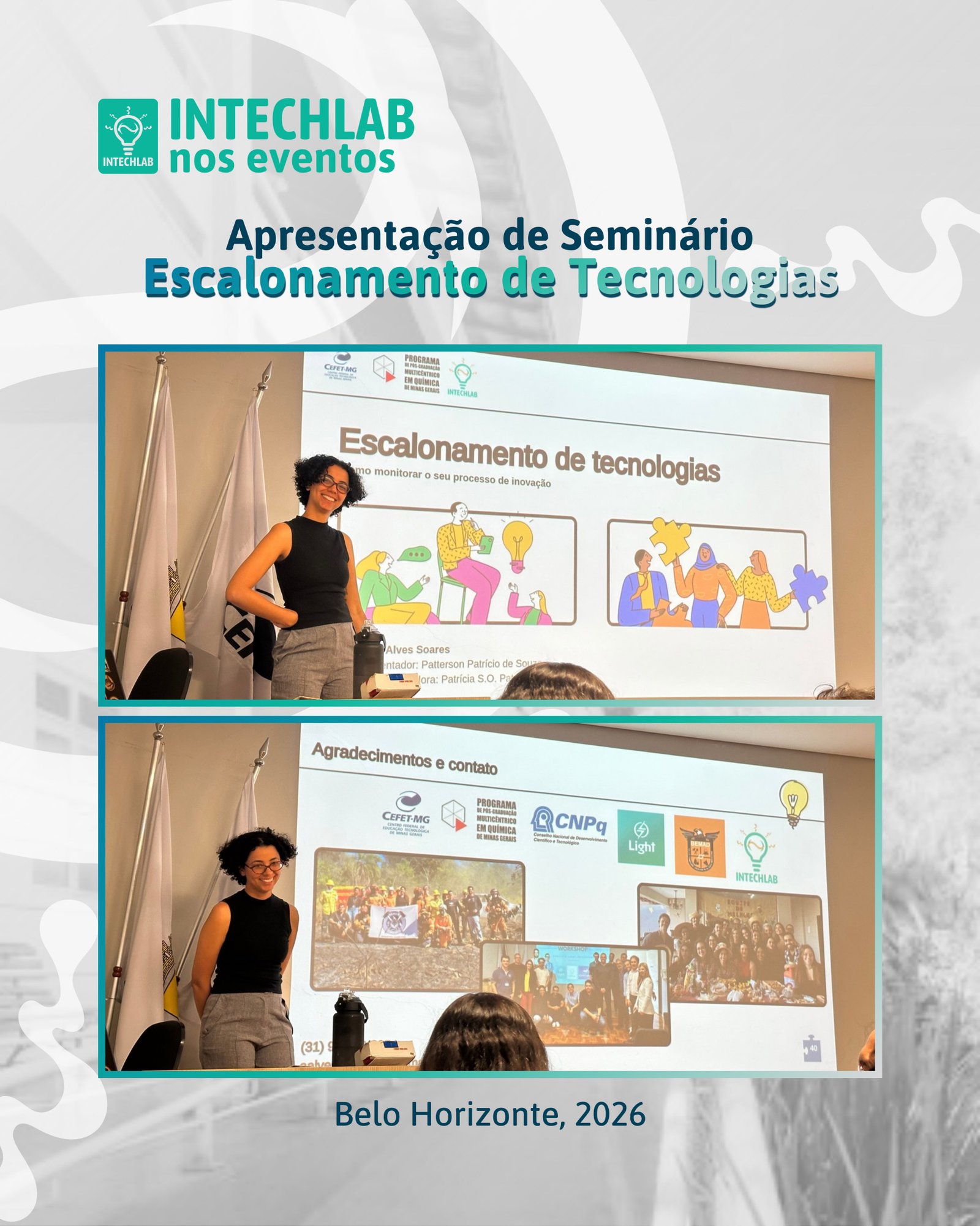 Registros Intechlab ✨
Compartilhamos aqui alguns momentos do seminário da Amanda Soares, doutoranda de nosso laboratório, para a pós-graduação do CEFET-MG. Foi uma apresentação muito construtiva, @aalvessoares89, parabéns! 👏🏻
Agradecemos também a presença de todos que compareceram! 💚
#seminário #pósgraduação #escalonamento