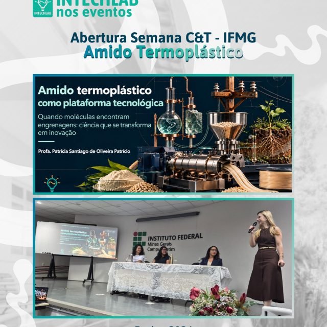 Intechlab nos eventos! 💡
É com muita satisfação que compartilhamos a apresentação da professora doutora Patrícia Patrício, coordenadora de nosso laboratório, na Semana de Ciência e Tecnologia do Instituto Federal de Minas Gerais, campus Betim.
Foi um momento muito enriquecedor, onde ela compartilhou com os alunos e servidores o tema “Amido como plataforma tecnológica”. Parabéns, Patrícia! 💚👏🏻
#amido #ifmg #pesquisa